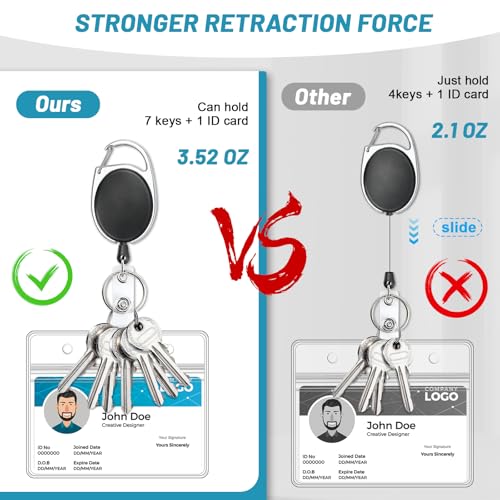 2 Pack Horizontal ID Badge Holder with Retractable Badge Reel - style: Horizontal