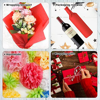 NEBURORA 120 Sheets Red Tissue Paper Christmas Gift Wrap Paper - color: Red
