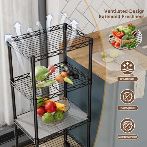 Golpart 4Tier Adjustable Storage Shelves Metal Wire Shelving Standing Shelf - color: Black, size: 4-tier-11.6"Dx17.6"Wx44.2"H