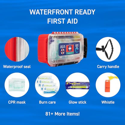 Marine Waterproof First Aid Kit for Boat, Kayak, Sailing & Beach