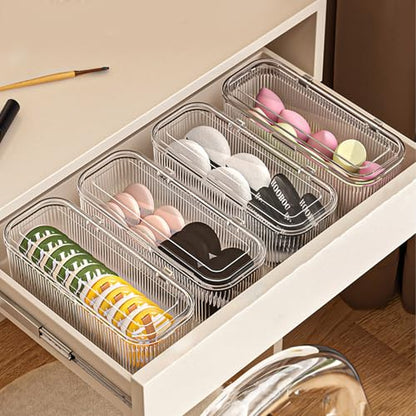 JessLab Makeup Brush Holder Organizer, Clear Makeup Sponges Organizer, Cosmetic Storage Case with Lid Display Case for Vanity, 1 Compartment (1 Pack) - style: 1 Pack