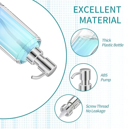 Clear Plastic Soap Dispenser Set of 2, 10 oz Pumps for Dish and Hand Soap - color: Clear+chrome