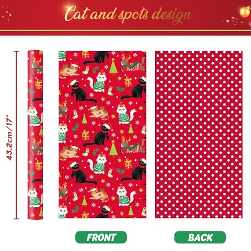 WERNNSAI Cat Christmas Wrapping Paper Jumbo Roll 33 ft Black Cat with Hat - color: Christmas Cat