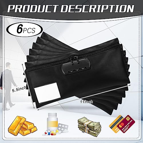 LEIFIDE 6 Pcs Money Bag with Lock 11 x 5.5 Inches
