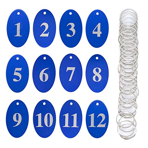 Aluminum Alloy Oval Number Tag Key Tag with Key Rings - color: Blue, size: 1-50