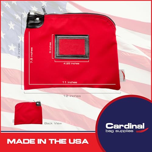 Locking Canvas Cash Bag, Red, 9 x 12 Inch - color: Red