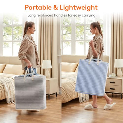 Lifewit 100L Large Laundry Baskets, Laundry Hampers Bags, 2 Pack, Grey&Blue - color: Grey-Blue, size: 100L