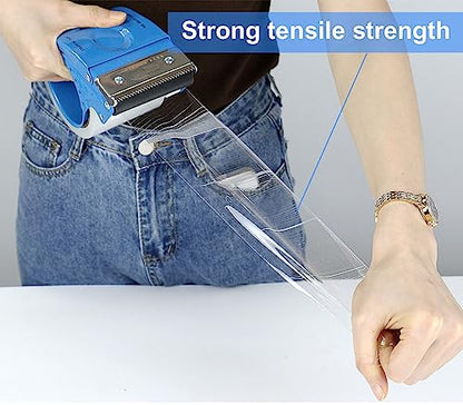 3 Inch Wide Packing Tape with Dispenser,2.4 Mil x 55 Yards Heavy Duty Packaging Tape Refill for Shipping,Industrial Grade,Urtal Strong Boxing Tape for Moving,Mailing and Storages (Clear) - color: Clear