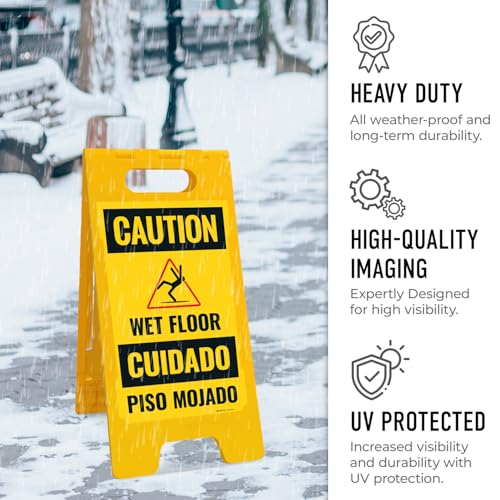 Caution Wet Floor Sign Kit, - size: 10x16 Inches, style: A-frame + 2 Panel Kit