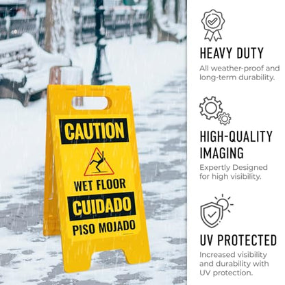 Caution Wet Floor Sign Kit, - size: 10x16 Inches, style: A-frame + 2 Panel Kit