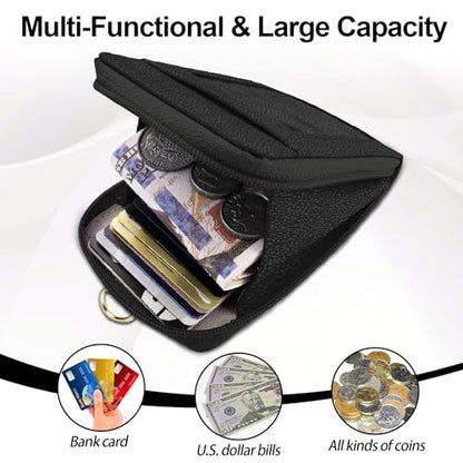 Lanyards Wallets for ID Badge Holder, ID Case with Zipper, Credit Card Holder for Women, Detachable Neck Lanyard Wrist Strap with Keychain Phone Holder for Teacher Student Gifts Black - color: Black