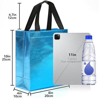 KeerxunBag Cyan Gift Bags - 12pk - Reusable - With Inner Liner Paper - color: cyan