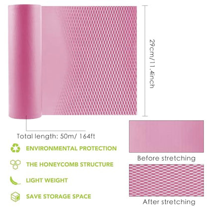 Honeycomb Packing Paper,11.5" x 164' Honeycomb Cushioning Wrap Roll Honeycomb Packing Paper Wrap,Eco-friendly Packaging Paper Kraft Paper Bubble Paper Shipping Moving Wrap Paper (Pink) - color: Pink