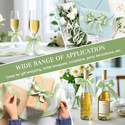Sage Green Satin Ribbon, 1 Inch, 50 Yards - color: sage green