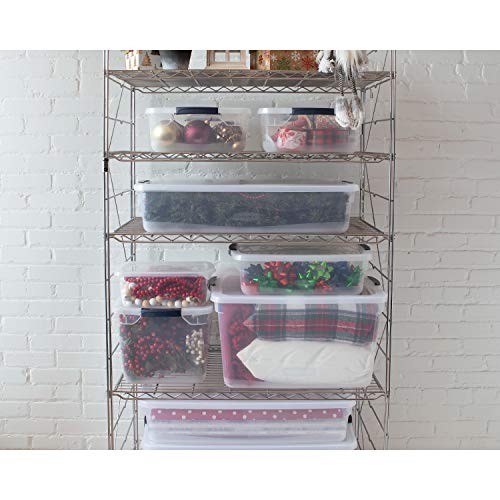 Rubbermaid Cleverstore Clear 41 QT Pack of 6 Stackable Plastic Storage Containers with Durable Latching Clear Lids - size: 41 Quart - 6 Pack