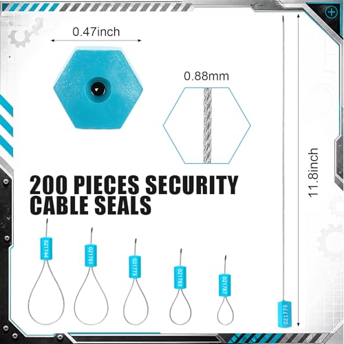 Nuogo 200 Pcs Light Blue Steel Security Cable Seals - color: Light Blue