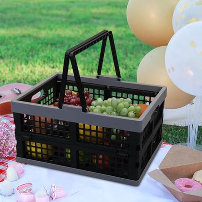 2-Pack 15 L Plastic Collapsible Shopping Basket with Handle