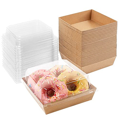 Ocmoiy Charcuterie Boxes with Clear Lids, 5 Inches, 50 Pack, Brown - color: Brown