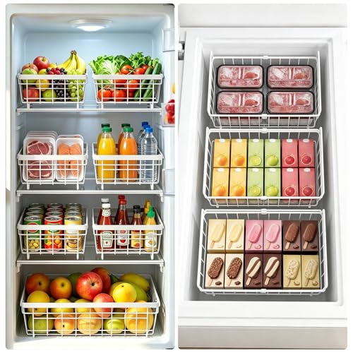 2 Pack Expandable Freezer Organizer Bins, Stackable Chest Freezer Basket - color: White, size: 2 Packs