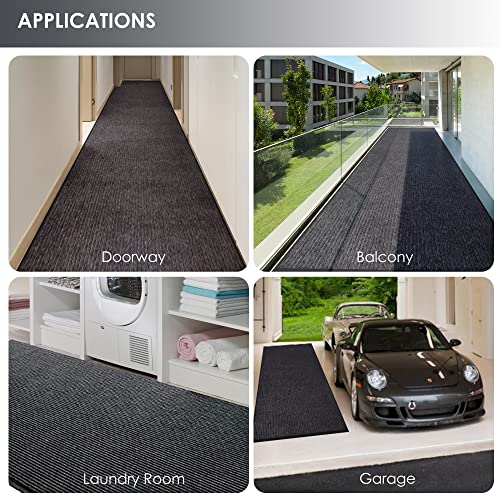 3x10ft Runner Rug Brush Step Entrance Mat Commercial Slip Door Floor Mat - color: Dark Grey