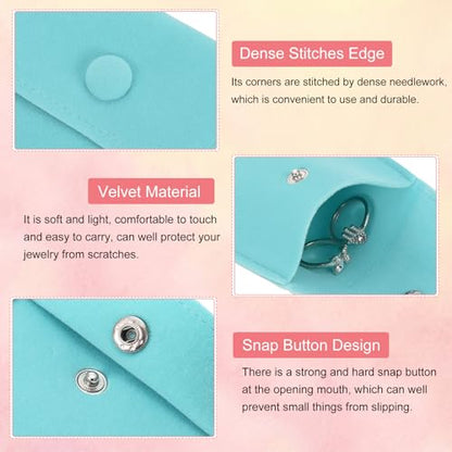 PATIKIL 2Pcs Jewelry Pouches 3x4 Snap Button Jewelry Storage Bag, Sky Blue - color: Sky Blue, size: 3x4 Inch