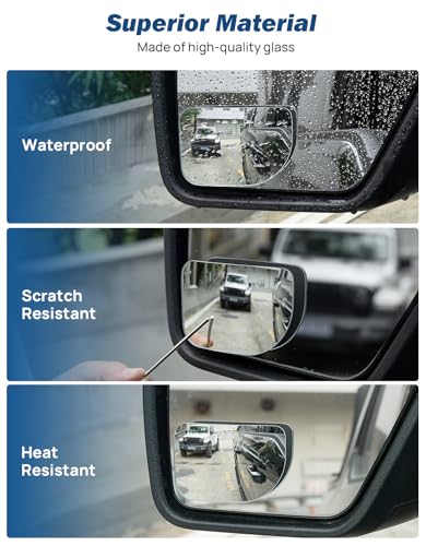 JOYTUTUS XLarge Blind Spot Mirror 2 Pack 3.7‘’×2.5‘’ HD Frameless Convex Glass for Wide Angle View and Safer Lane Changing Compatible with Trucks RVs Easy Stick On & Long Lasting Durability - size: Rounded Rectangle