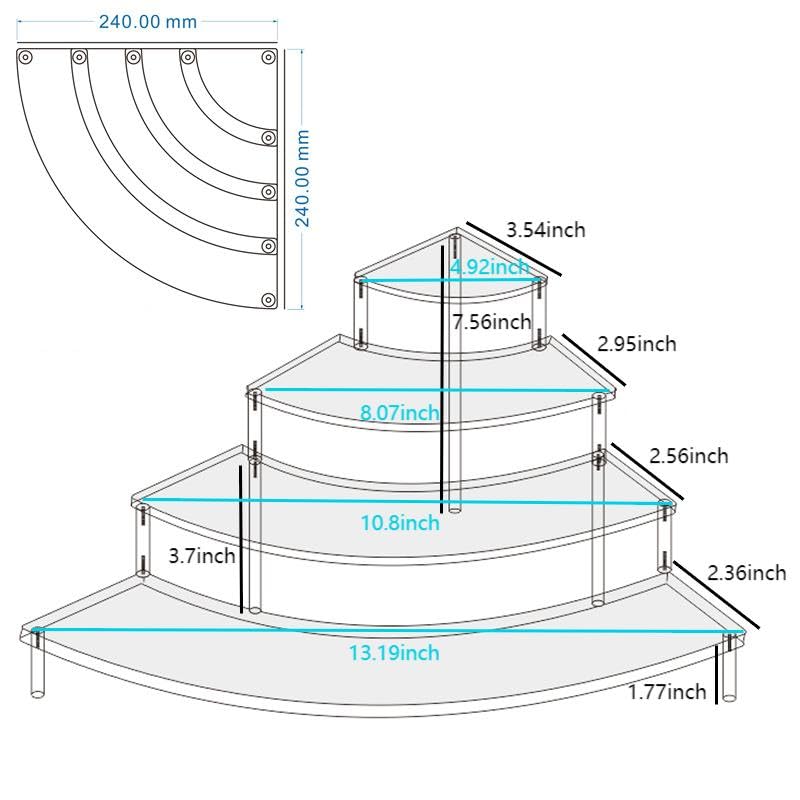 Gonice Small Acrylic Display Riser, 4 Tier Desktop Display Stand - size: 4tier