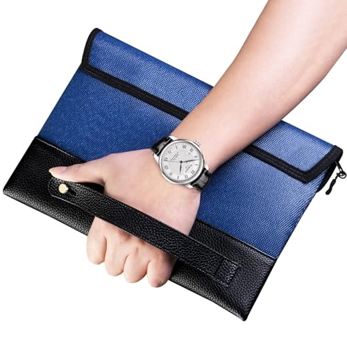 Small Fireproof Money Pouch for Cash with Zipper Bank Bag - color: Blue, size: Medium