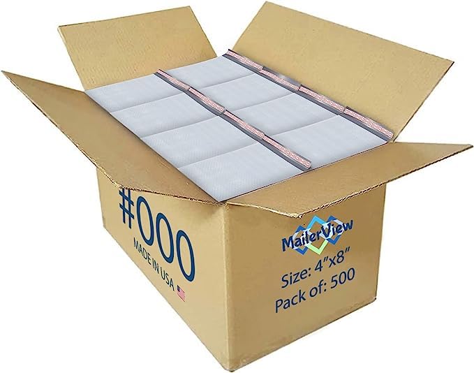 Small Bubble Mailers 4x8, Self Seal Poly Padded Envelopes #000, 500 Pack - color: White, size: 4"x8" / 500 Pack