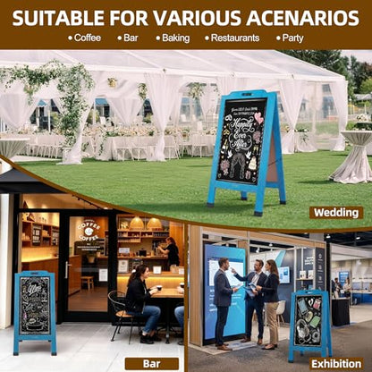 Magnetic Portable A-Frame Chalkboard Signs, 40" × 20", Blue - color: A-portable-blue