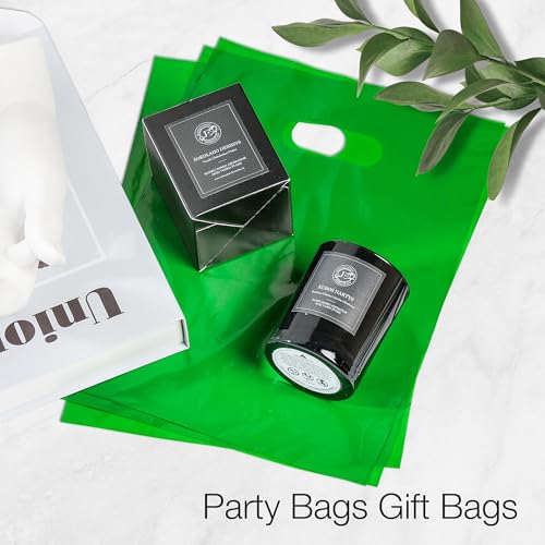 Choice Marts 100 Green Plastic Bags With Handles 9x12 Merchandise Bags - color: Green