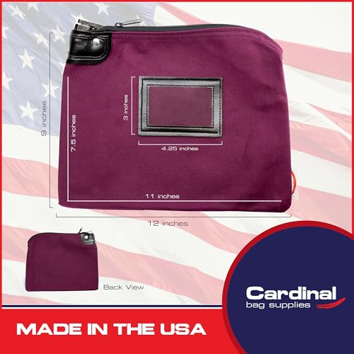 Locking Canvas Cash Bag, Burgundy, 9 x 12 Inch - color: Burgundy