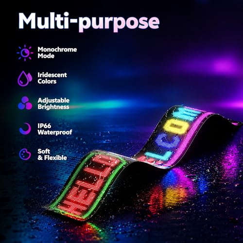 KJOY Bright Large Programmable LED Sign, 77''x8'' Flexible Scrolling LED Sign, Bluetooth App Control Custom Text Digital LED Display for Store, Schools, coffee, shop, Hotel - size: 77"x8"-1PCS