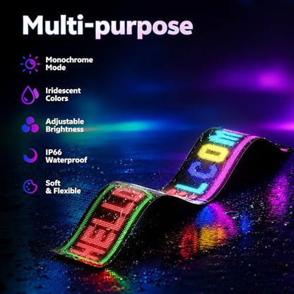 KJOY Bright Large Programmable LED Sign, 77''x8'' Flexible Scrolling LED Sign, Bluetooth App Control Custom Text Digital LED Display for Store, Schools, coffee, shop, Hotel - size: 77"x8"-1PCS