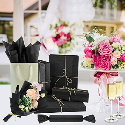 NEBURORA 60 Sheets Black Tissue Paper Set Halloween Gift Wrap Paper(Black) - color: Black