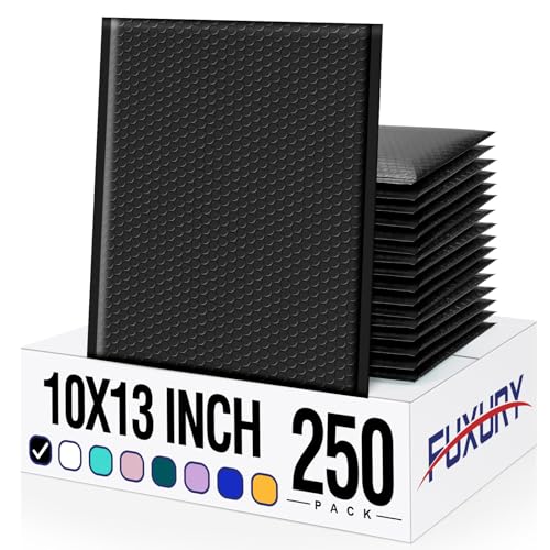 Fuxury Bubble Mailers 10x13 Inch Black 250 Pack Bulk Padded Envelopes - color: Black, size: 10x13" 250PC