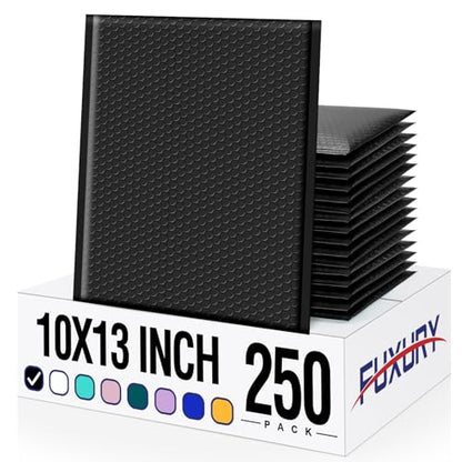 Fuxury Bubble Mailers 10x13 Inch Black 250 Pack Bulk Padded Envelopes - color: Black, size: 10x13" 250PC