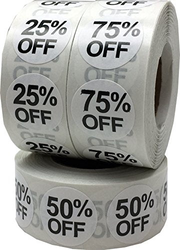 % Off Stickers Bulk Pack Labels 0.75 Inch 500 Per Roll 1,500 Total Labels for Retail Stores