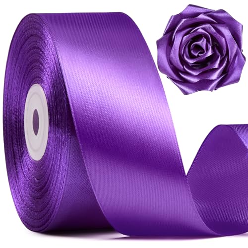 Mauproy Purple Satin Ribbon, 1-1/2 Inch, 50 Yards - color: Purple