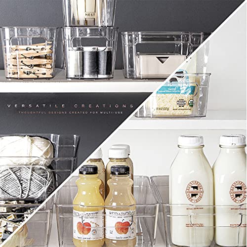 BINO | Stackable Storage Bins, Medium - 4 Pack THE STACKER COLLECTION Clear Plastic Built-In Handles BPA-Free Containers for Organizing Kitchen Pantry Multi-Use Organizer Bins - size: Medium (Pack of 2)