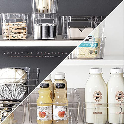 BINO | Stackable Storage Bins, Small - 2 Pack | THE STACKER COLLECTION | Clear Plastic | Built-In Handles | BPA-Free | Containers for Organizing Kitchen Pantry | Multi-Use Organizer - size: Small