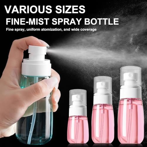 3 Pack Continuous Spray Bottle Atomizing Mister for Hair,Plants,Cleaning,Travel Fine Mist Water Spray Bottles for Styling,Refillable Empty Spray Bottles,Translucent Pink(30ml+60ml+100ml) - color: I