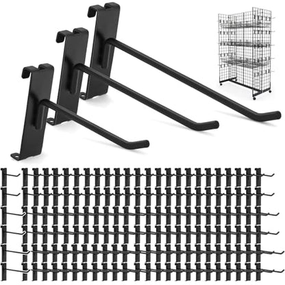 Gridwall Hooks 100 Pcs, 4/6/8 Inch Heavy Duty Display Hooks for Grid Wall Panels, Wire Gridwall Accessories for Retail Display Rack Hanging Storage (4"-40P, 6"-30P, 8"-30P, Black) - size: 4/6/8 Inch