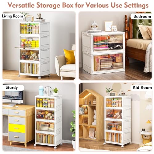 CTSNSLH 4 Tier Plastic Storage Bins with Lid 32QT - Stackable Storage Bins - size: 32Qt 4-Tier&One Lid