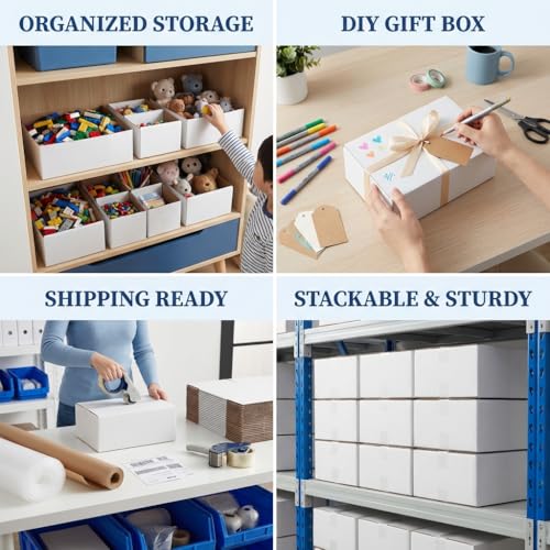 Shipping Boxes 9X6X6 Set of 25, White Corrugated Cardboard Box for Mailing Business Packaging - size: 9X6X6 Inches