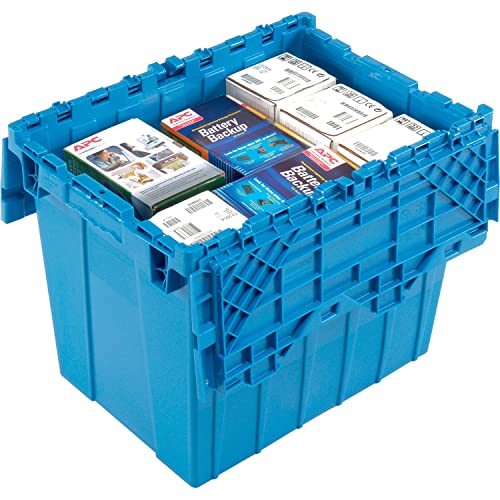 Global Industrial Distribution Container With Hinged Lid, 21-7/8x15-1/4x17-1/4, Blue - color: Blue