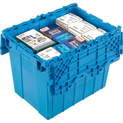 Global Industrial Distribution Container With Hinged Lid, 21-7/8x15-1/4x17-1/4, Blue - color: Blue