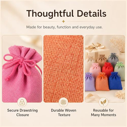 Burlap Gift Bags 5x7, 10 Pack Colorful Drawstring Pouches for Favors - color: Burlap (Pack of 10)