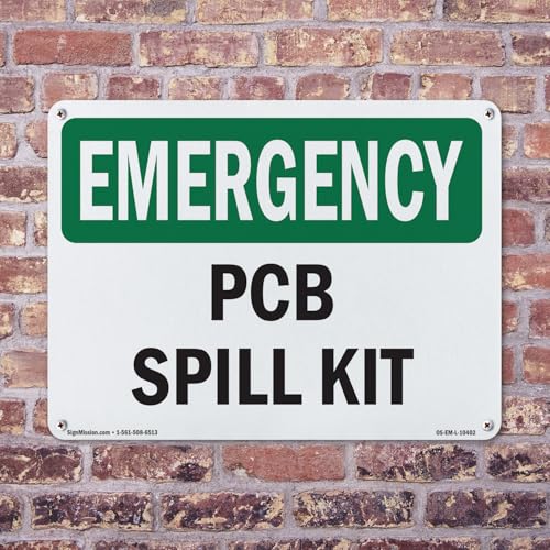 PCB Spill Kit OSHA Emergency Rigid Plastic Sign 10 Inch x 7 Inch - 5 Pack - color: Plastic, size: 5 Pack of 10" x 7"