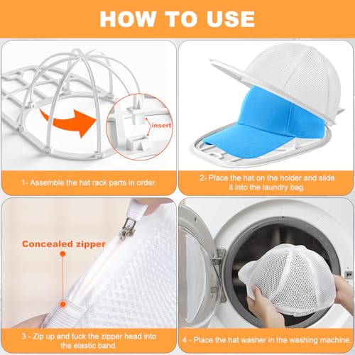 Hat Organizer & Hat Washer Cage, Cap Rack for Baseball Cap Storage & Clean - color: 2 Black+1 White